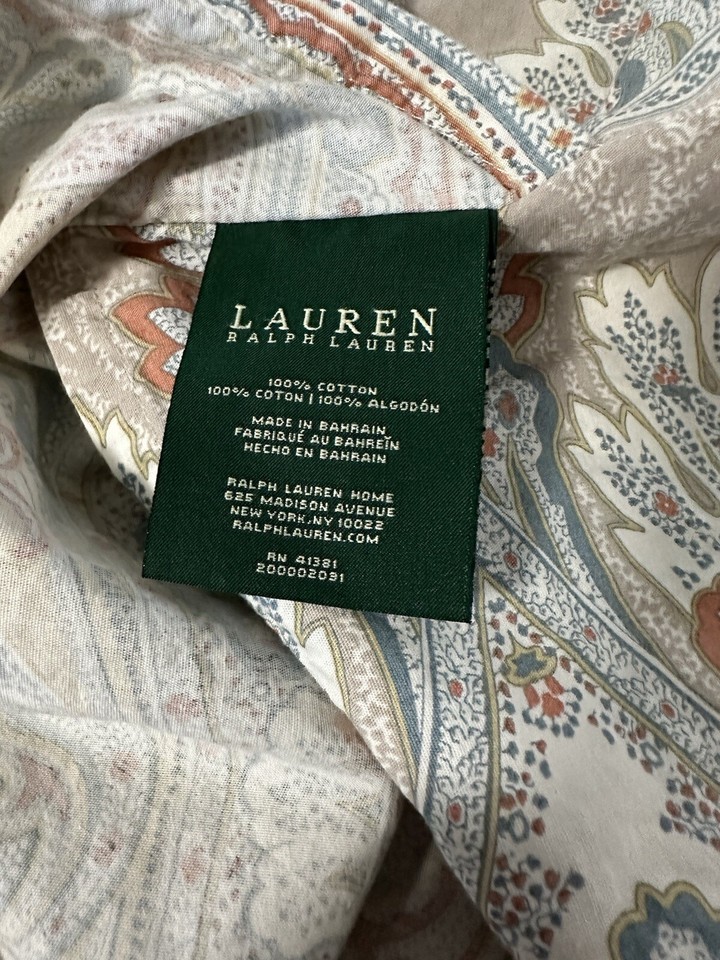 2 Ralph Lauren Pillow Shams Blue Green Rust Paisley Floral Standard eBay
