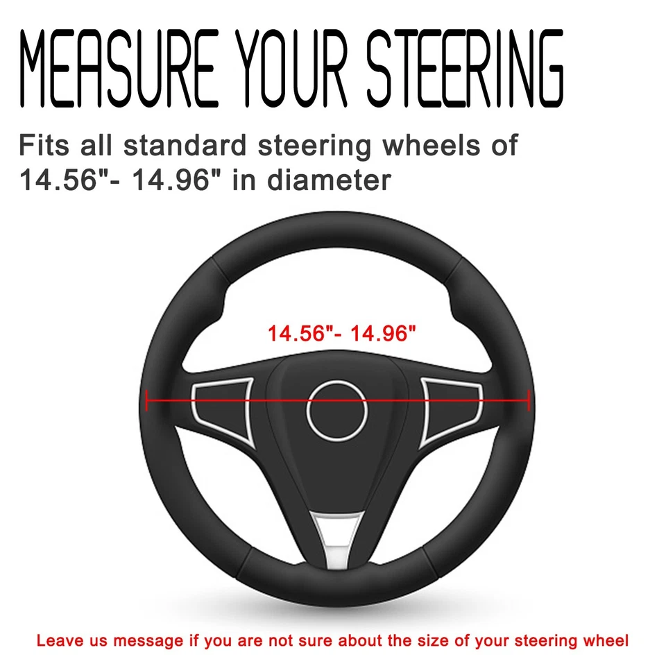 For Ford Car Steering Wheel Cover Black Leather Wearable Non-slip Breathable USA Foto 2 de 4