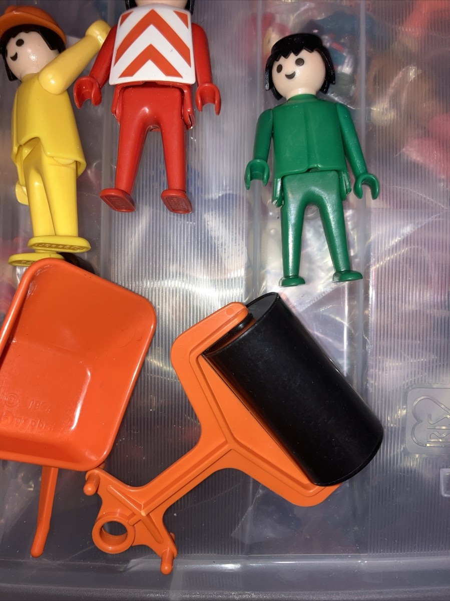 Vintage 1974 Geobra Playmobil Toy 3” Construction 6 Figures And