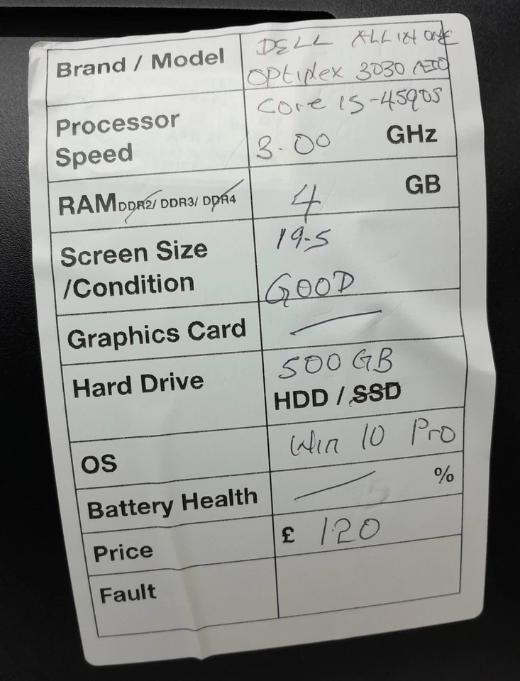 Dell OptiPlex 3030 AIO Series - Core i5-4590S 3GHz - 4GB Ram - 19,5" - 500GB... - Bild 3 von 4