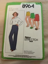 1979 SIMPLICITY 8964 PANTS & SHORTS PATTERN 20 1/2, 22 1/2 & 24 1/2 Uncut