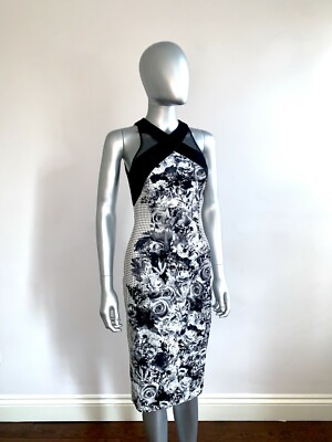 black and white dress karen millen KAREN MILLEN Black & White Size US 4 Knee Length Dress