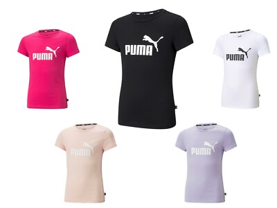 Puma Junior Mädchen ESS Logo Tee T-Shirt 116 bis 176 Pink Rosa Lila Black White