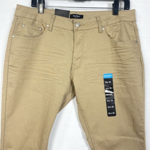 Pantalone uomo Blu Rock slim dritto elasticizzato denim kaki beige taglia 32x30 nuovo con etichetta - Foto 3 di 10