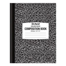 TOP26252R Oxford  Composition Book, 10" x 7-7/8", College Rule, Black Marble Cov