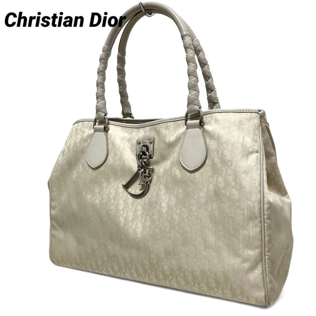 Sac fourre tout CHRISTIAN DIOR blanc ivoire accessoire de mode femme authentique
