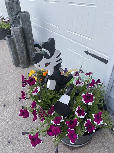 Homemade whirligig Sylvester The Cat No mounting post wood Folk Art Garden Spin - Picture 3 of 14