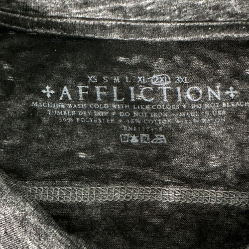 AFFLICTION Polo Shirt LIVE FAST Black/Gray Short Sleeve Mens 2XL Wings Graphic - Picture 3 of 7