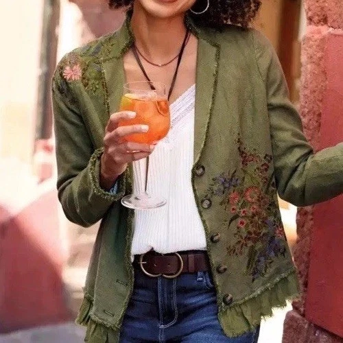 NEW SUNDANCE CATALOG Women TONALA Floral Embroidered Linen Blend Blazer M
Opens in a new window or t