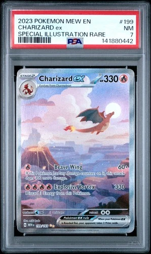 2023 POKEMON MEW EN-151 SPECIAL ILLUSTRATION RARE #199 CHARIZARD EX PSA 7