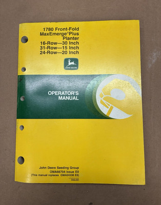 John Deere 1780 Front-Fold MaxEmerge Plus Planter Operator's Manual Issue E0
