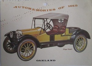 1915 Oakland Roadster calendar car print (yellow & black, white top)