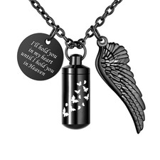 Cylinder Urn Necklace for Ashes Butterfly Cremation Jewelry for Ashes Memor - 01