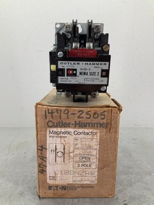 CUTLER HAMMER C10DN2AB AC MAGNETIC CONTACTOR SZ2 120V COIL INTERLOCK 2P OPEN NEW