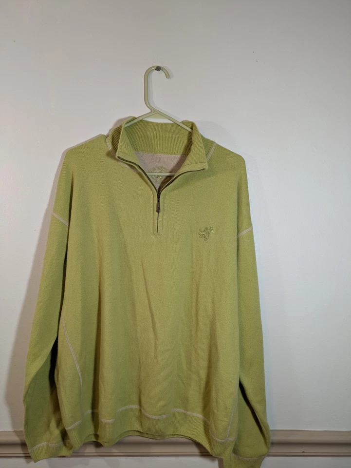 Suéter Nat Nast Para Hombre Verde Lima Mezcla Cachemira 1/2 Cremallera XLarge XL USADO EN EXCELENTE ESTADO Foto 2 de 4