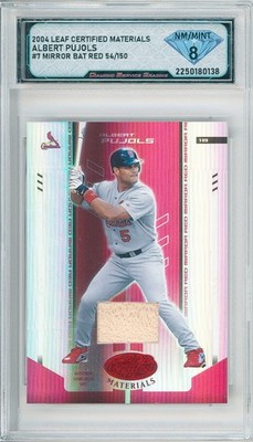 2004 Leaf Certified ALBERT PUJOLS #7 Mirror Red Bat Relic /150 💎 DSG 8 NM/Mint