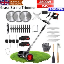 24V Cordless Strimmer Grass Trimmer Electric Tree Garden Weed Cutter +2 Battery