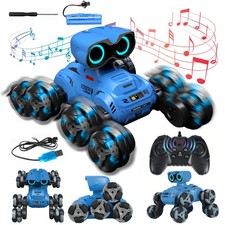 Robot Dog Toys, RC Stunt Car for Kids Gift 8 Wheel Stunt Robot car w/Light Sound