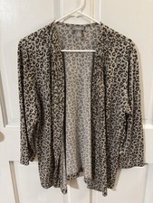 women's animal print travelers by Chico's size 2 w/sparkle lightweight cardigan