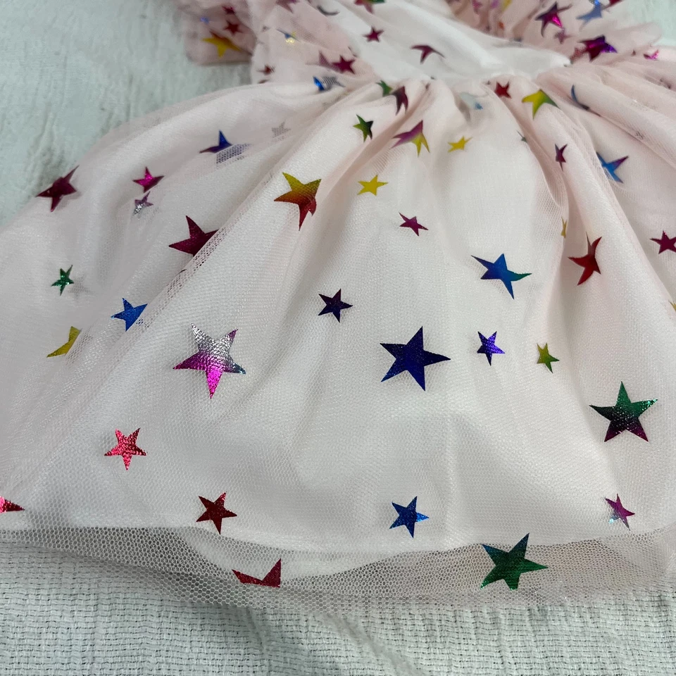 Vestido Pippa & Julie Niñas 12M Rosa Tul Lámina Arco Iris Estrellas Conjunto de 2 Piezas Halloween Foto 4 de 4