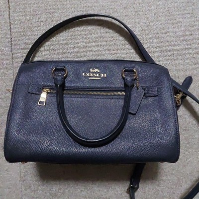 Coach Rowan 2way Shoulder Hand bag Navy Leather Shoulder Bag Women