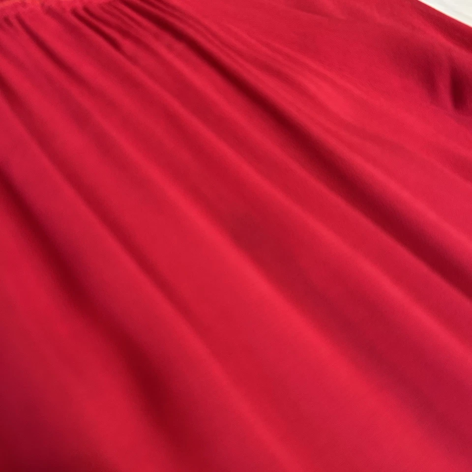 Reformation Georgina Red Slit Midi Dress Smocked Cuff Turtleneck *Flaw Women’s 4 - Image 3 of 4