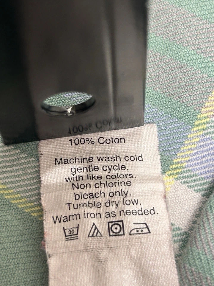 J.Crew Sporting Goods Plaid Button Down Shirt Mens XS Green Blue Long Sleeve - Image 4 of 4