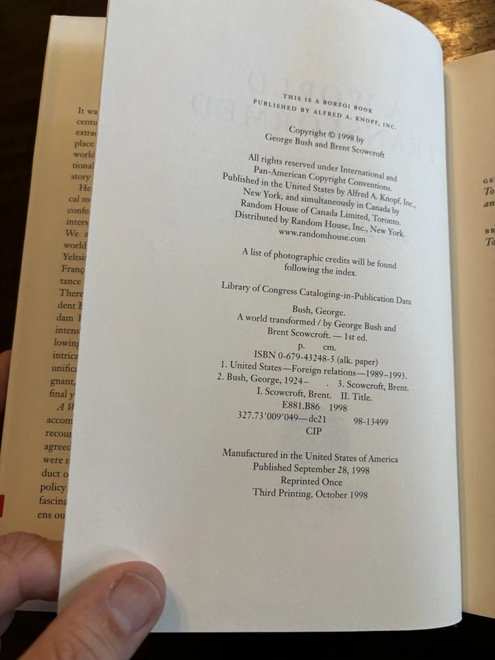 SIGNED x2 A World Transformed George HW Bush Brent Scowcroft 1st Edition 1998 HC - Image 3 of 4
