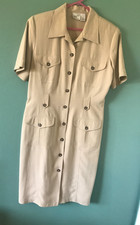 SALE!! Jacqueline Ferrar 100% Silk Beige Button Front Dress-Size 10!!