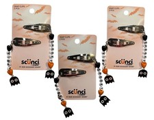 Lot Of 3 Scunci Halloween Hair Snap Clips SPOOKY VIBES Ghosts