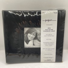 The Paper Studio 8x8 Scrapbook Album Post Bound Black 10 Sheet Protectors NEW