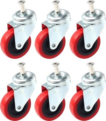 6 Pack Heavy-Duty 2.5'' Swivel Caster Wheel Creeper Service Cart 6 pcs, Red 