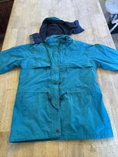VTG 80s 90s Eddie Bauer Womens Gore-Tex Jacket Sz M Turquoise Wind Rain Ski Snow