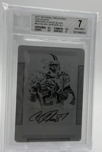 2017 National Treasures Collegiate Printing Plate Calvin Johnson Auto 1/1 BGS 7