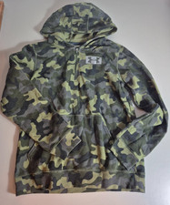 Under Armour UA Boys Half-Zip Hoodie Youth Large Green Camo