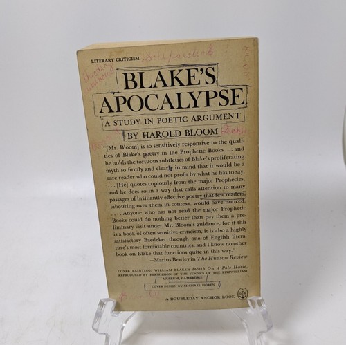 Blake's Apocalypse: A Study in Poetic Argument - Harold Bloom (Doubleday Anchor) - Picture 2 of 6