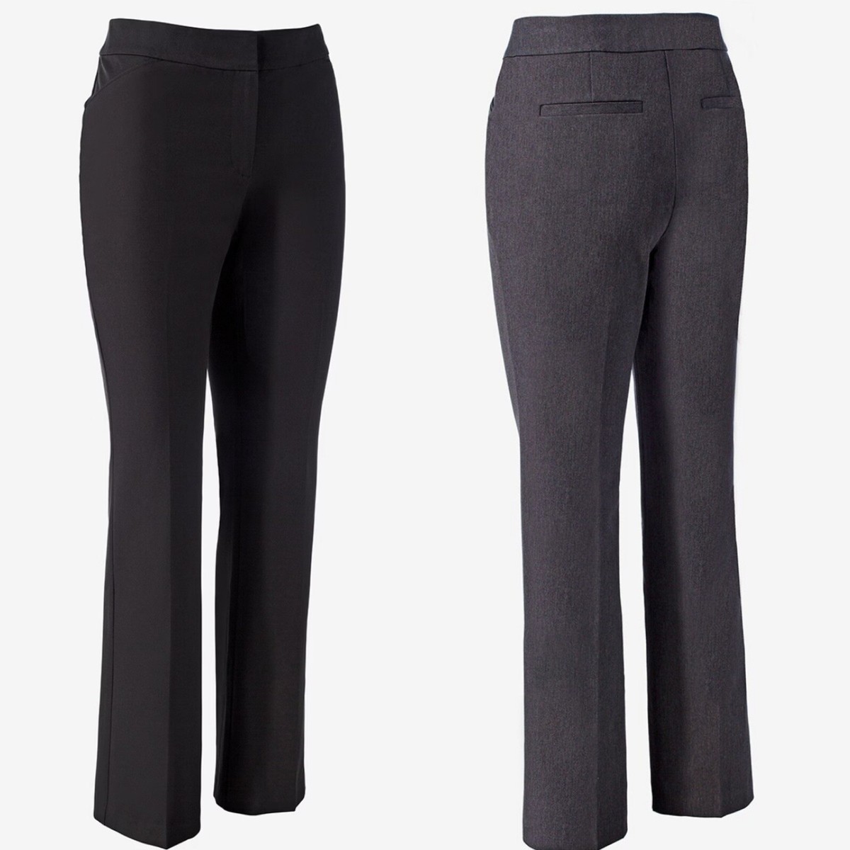 Chicos Sz 1 MEDIUM (31x30) Gray 4-Way Stretch Flat Front Trouser