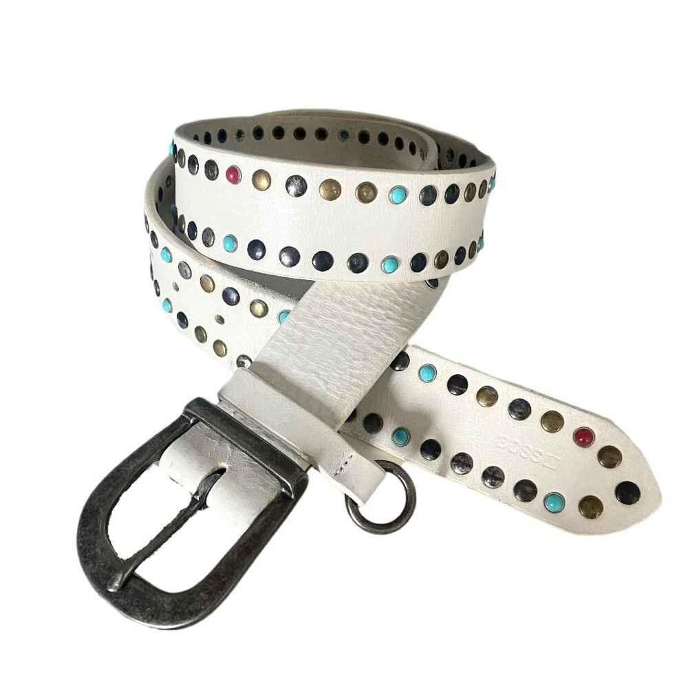 Hugo boss white leather belt online