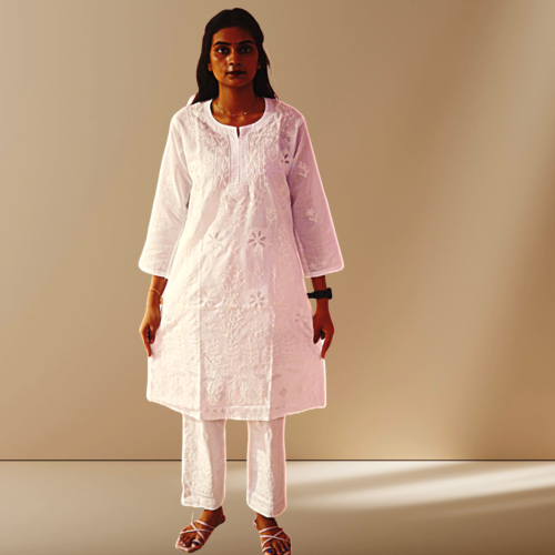 Ladies Festival Wear Kurta Party Wear Chikankari Dress Indian Summer Cotton Top