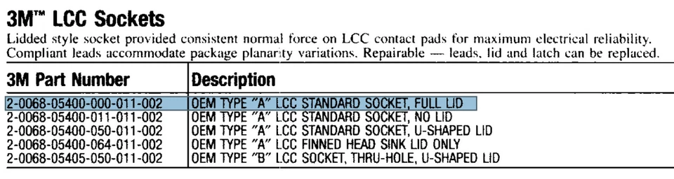 1x 3M TEXTOOL | 2-0068-05400-000-011-002 | 68 Pins| LCC Standard Socket Full LID - Bild 4 von 4