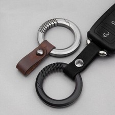 Titanium Alloy Leather Keychain Ring Portable Car Waist Hanging Pendant EDC Tool