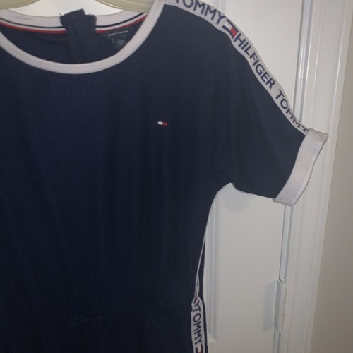 Tommy Hilfiger Girl's Sporty Knit Jumpsuit Blue Logo Spellout XL 16 - Picture 2 of 17