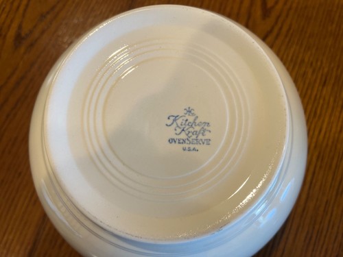 3 VINTAGE HOMER LAUGHLIN KITCHEN KRAFT BOWLS MADE IN USA CREAM W/ GOLD FLORAL - Picture 15 of 17