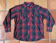 WRANGLER WESTERN SHIRTS Men s XL Long Sleeve Pearl Snap Red Plaid Cowboy Shirt