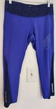 Nike Dri Fit Womens Purple 3/4 Size M Leopard Print Running Tights