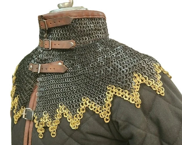 Collar de cota de malla | 9 mm plano remachado con anillo de latón en zig zag día del padre Foto 4 de 4