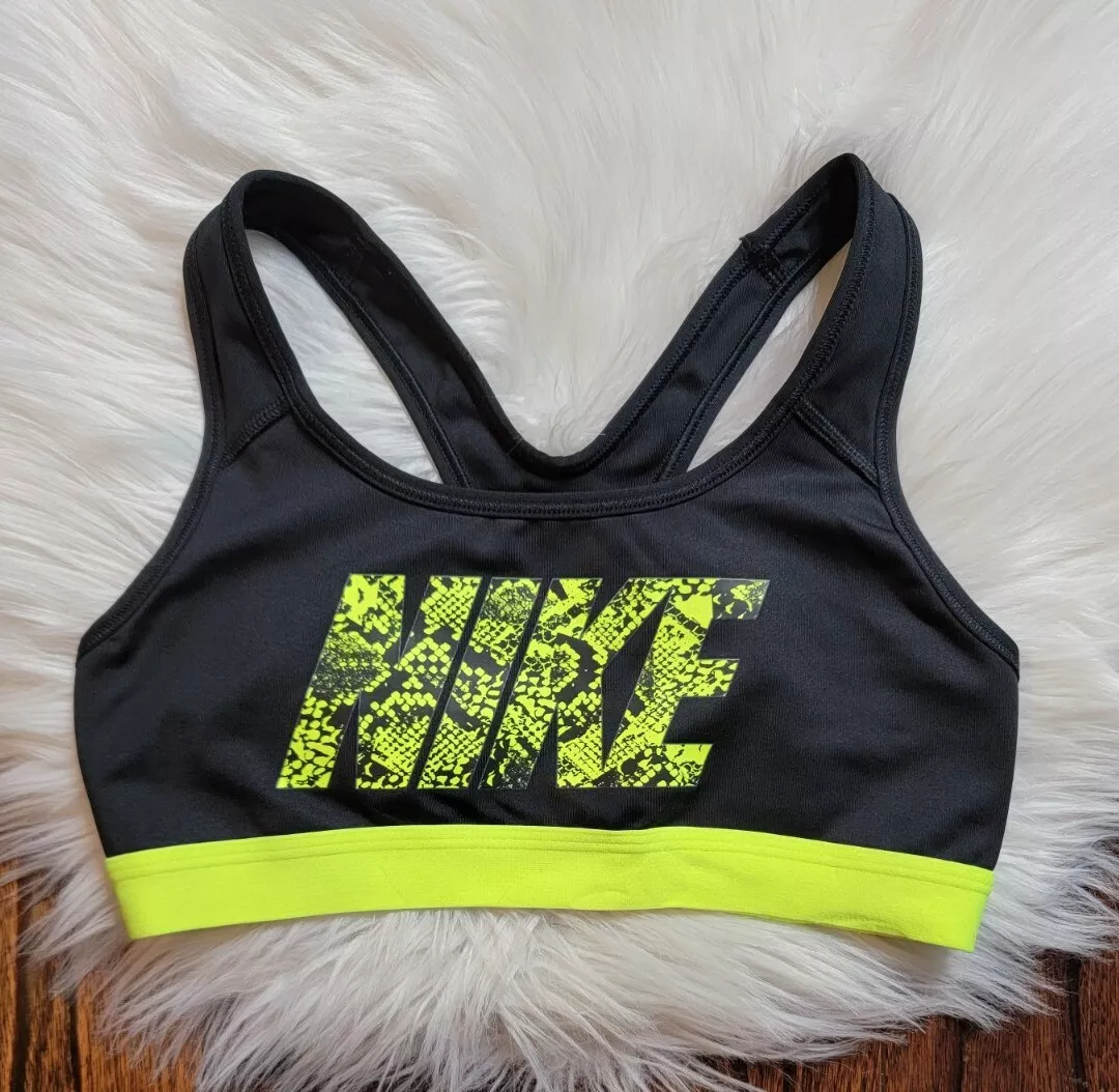 Nike Dri-Fit Racerback Sports Bra Women's size Small Black/ Neon Yellow  Green