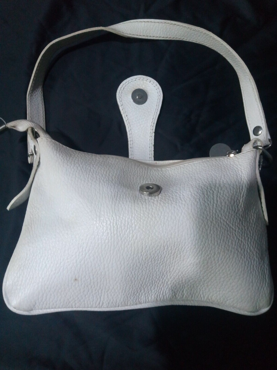 BORSE IN PELLE ショルダー　シルバー イタリア製 美品 Luxury Designer Borse In Pelle Made In Italy Large Gray