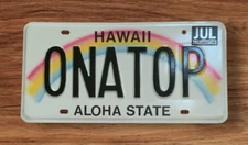 HAWAII GRAPHIC  VANITY  LICENSE  PLATE  " ONATOP " JAMES BOND 007 RUSSIA
