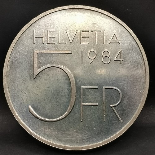 5 FRANCS 1984 AUGUSTE PICCARD SUISSE / SWITZERLAND - Picture 2 of 2